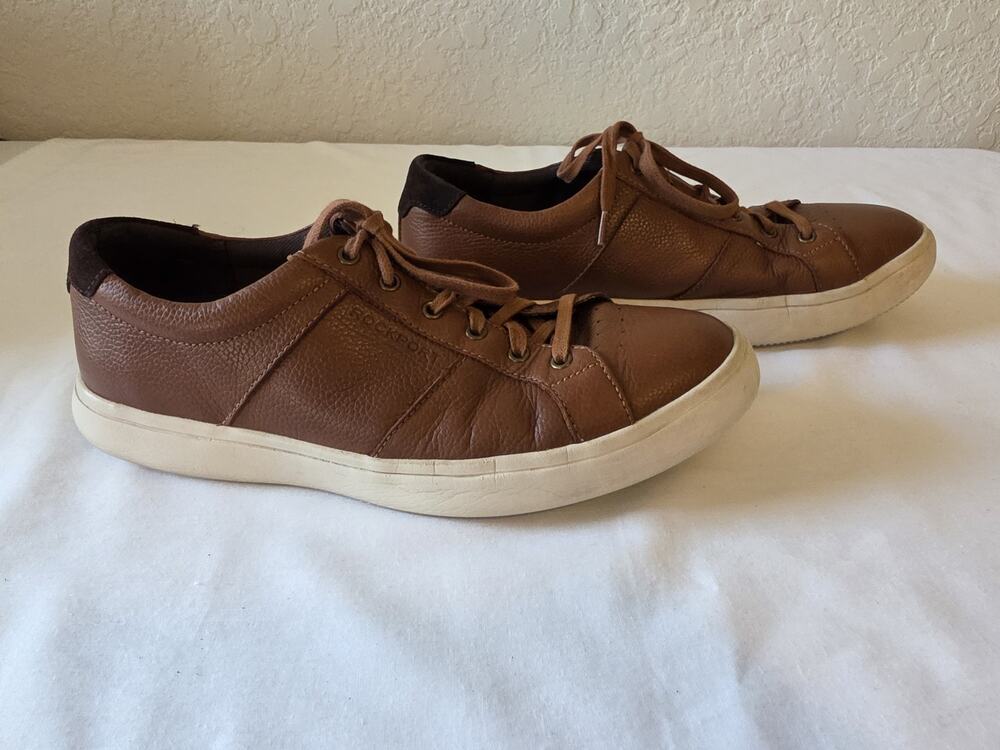 Rockport Brown Leather Casual Sneakers Men's Size 9.5 Lace Up Comfort Shoes